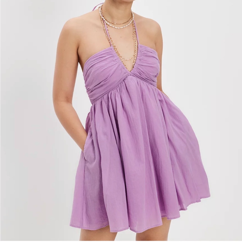 American Eagle Ruched Halter Mini